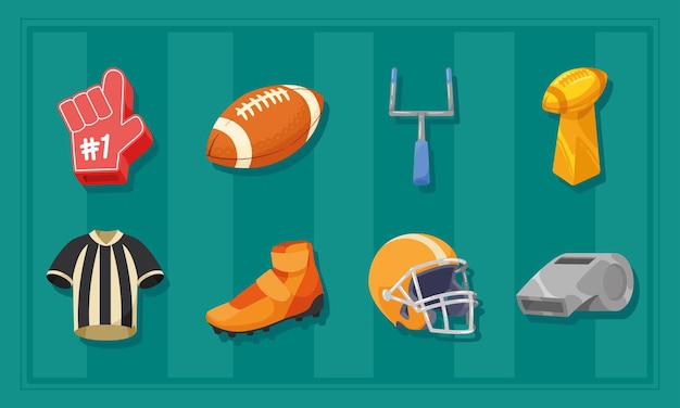 Vector eight american football icons