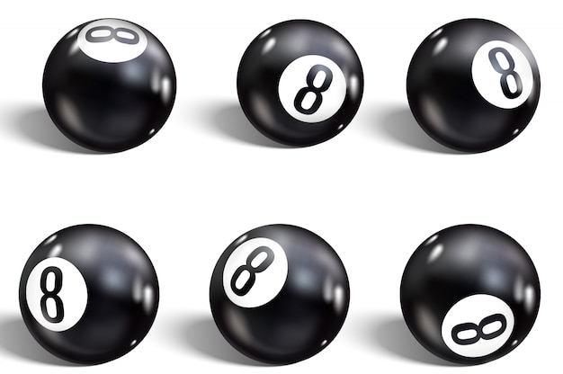 Eight ball. set of realistic 8 ball.