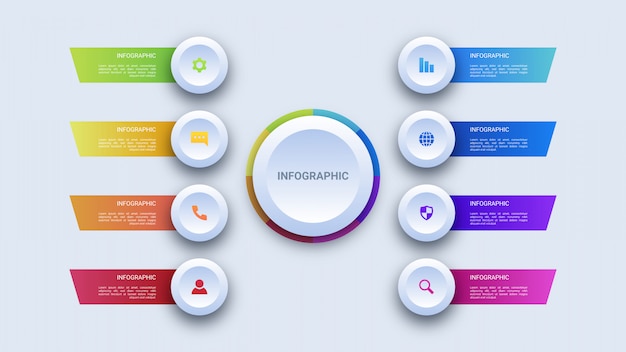 Eight circle steps business infographic