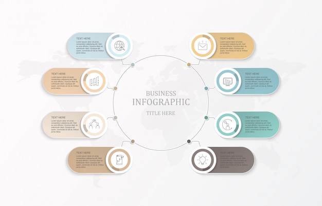 Otto elementi infographic e icone di affari.