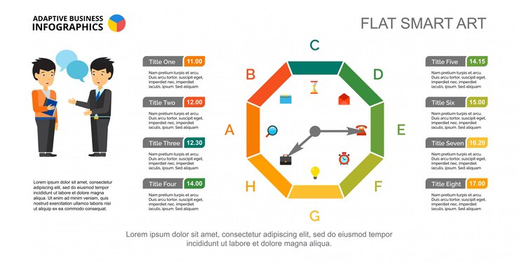 Premium Vector | Eight letter watch diagram. octagon chart, schedule ...