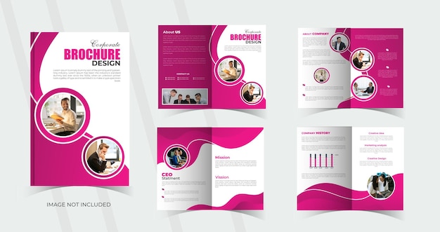 Eight Pages Corporate Creative Business Brochure Design Premium Vector