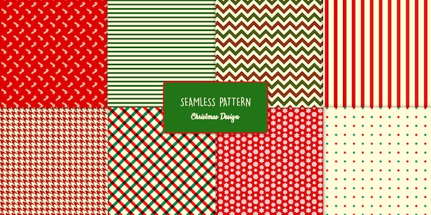 Eight Seamless Classic Christmas Patterns set