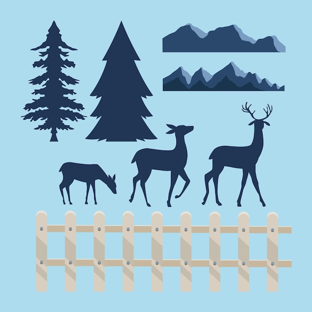 Vector eight winter season icons