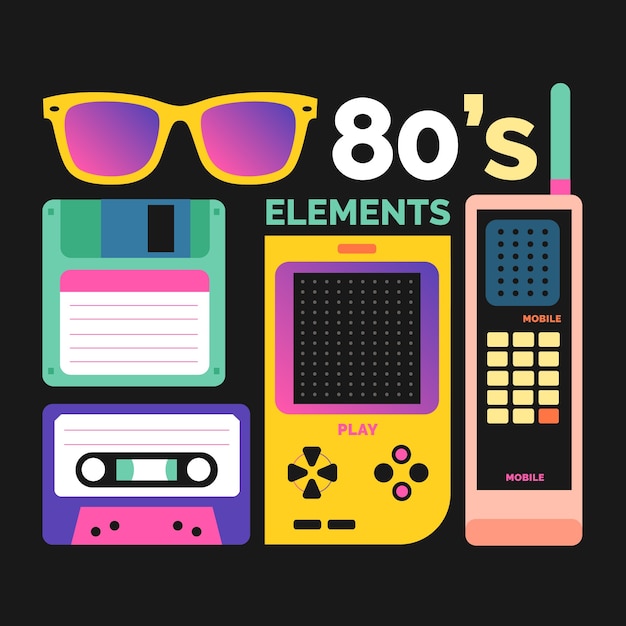 Vector eighties elements with high contrast