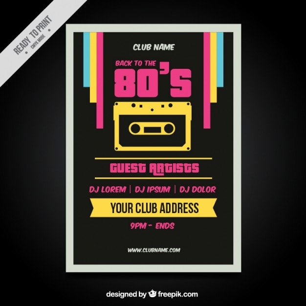 Vector eighties retro colorful brochure