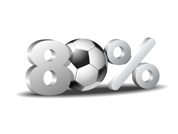 サッカー ボールと 80% 割引アイコン