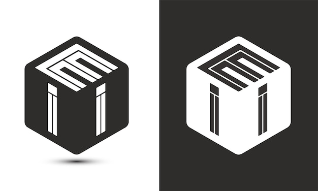 EII letter logo ontwerp met illustrator kubus logo vector logo moderne alfabet lettertype overlapstijl