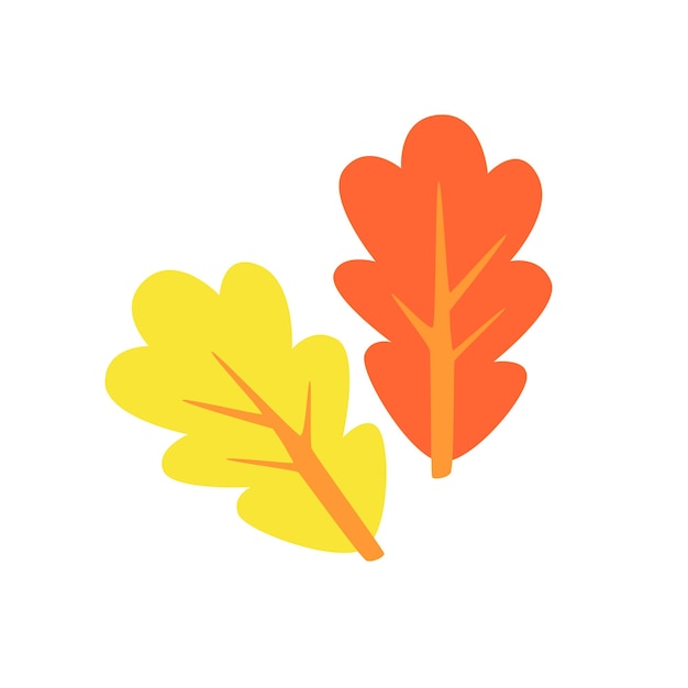 Eikenblad geel en bruin icoon Gezellig herfst- of winterconcept Met de hand getekende gekleurde vectorillustratie