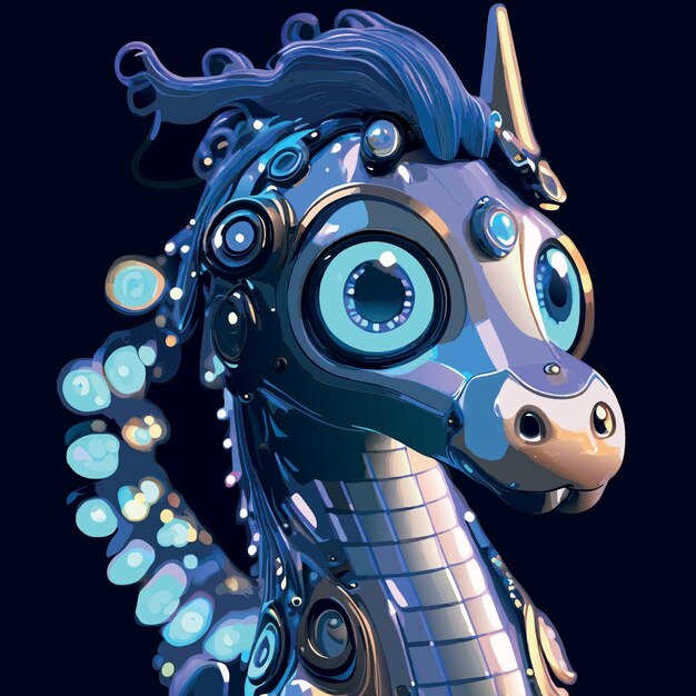 Vettore un futuristico cyber seahorse dettagliato studio olografico bellissimo die von der und komplexit