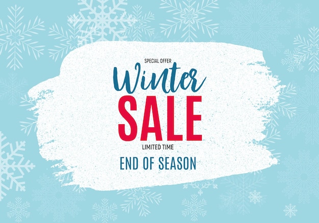 Einde van Winter Sale achtergrond, kortingsbon sjabloon. Vector illustratie eps10