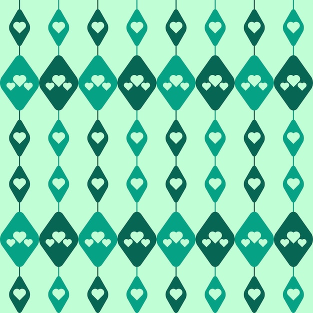 Vector eindeloze patroonachtergrond met ruithart in groene kleur.