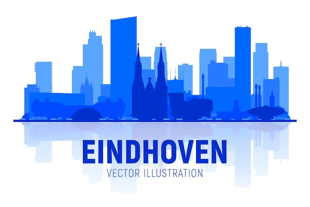 Eindhoven Nederland silhouet op witte achtergrond Vectorillustratie Zakelijk reizen en toerisme concept met moderne gebouwen Afbeelding voor banner of website