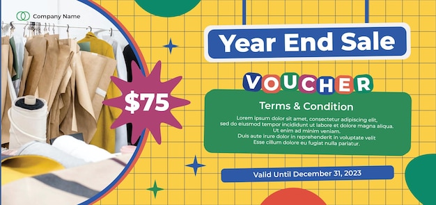 Vector eindjaar voucher