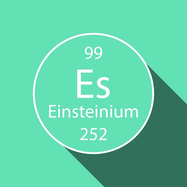 Einsteinium-symbool met ontwerp met lange schaduw Scheikundig element van het periodiek systeem Vectorillustratie