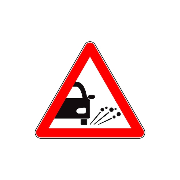 Ejection of gravel road sign flat vector for web.
