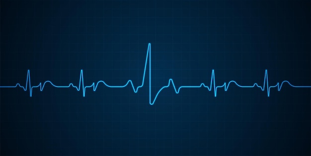 Ekg-monitoring voor noodgevallen Blauw gloeiende neonhartpuls. Hartslag. Elektrocardiogram