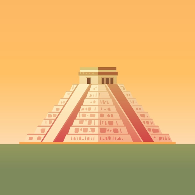 Vector el castilloof chichen itza maya piramide