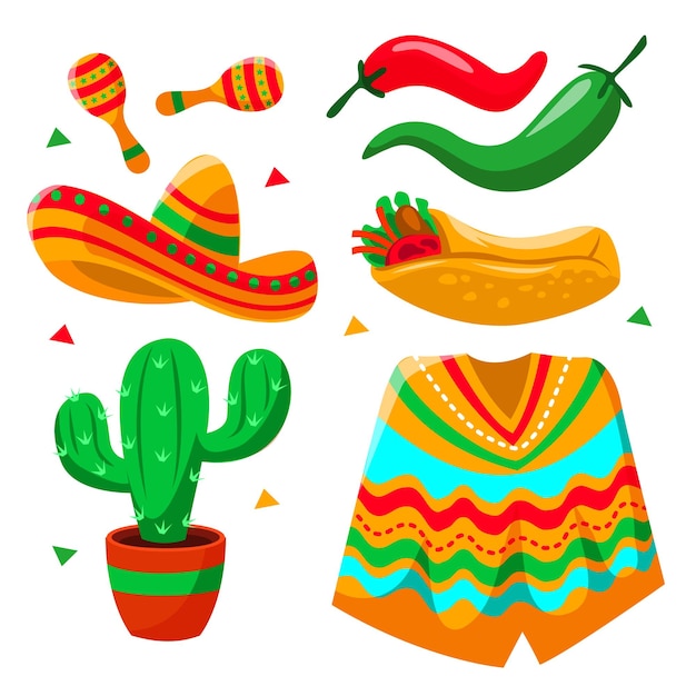 El dia de Muertos Cinco De Mayo Мультфильм традиционный народный орнамент из Мексики сомбреро и обложка Векторная плоская иллюстрация