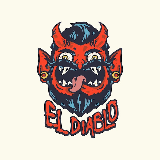 Vector el diablo cartoon schattig satan gezicht illustratie