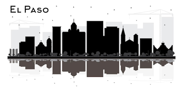 El paso texas city skyline silhouette with bl;ack buildings and reflections. vector illustration. business travel and tourism concept with modern architecture. el paso cityscape with landmarks.