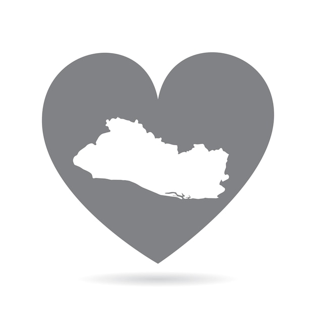 El salvador country map inside a grey love heart national pride