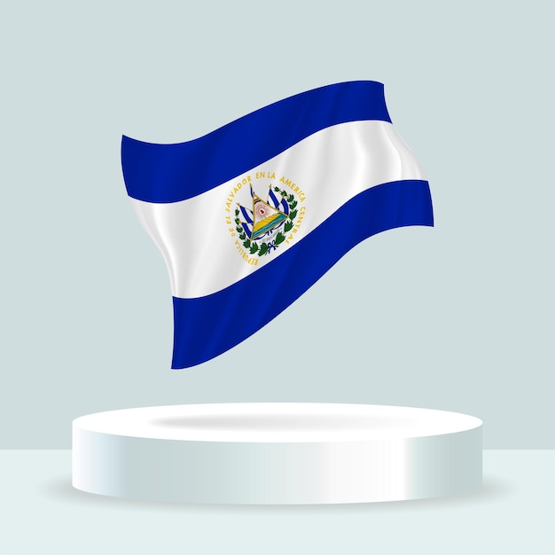 El Salvador flag 3d rendering of the flag displayed on the stand Waving flag in pastel colors