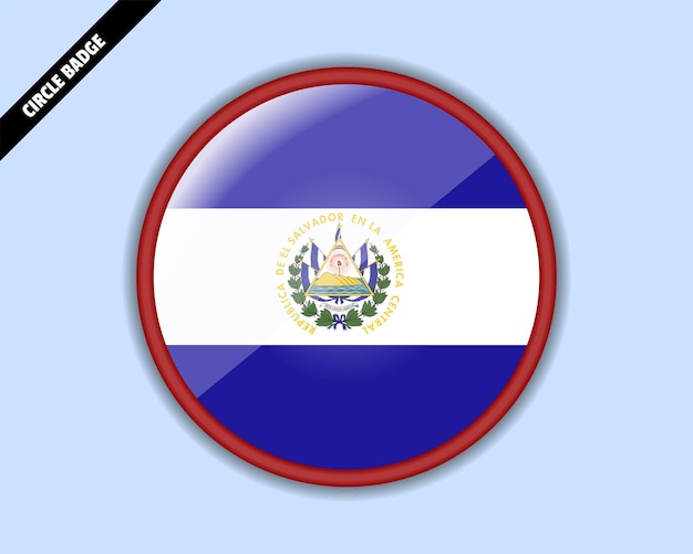 El Salvador flag circle badge vector design rounded sign with reflection