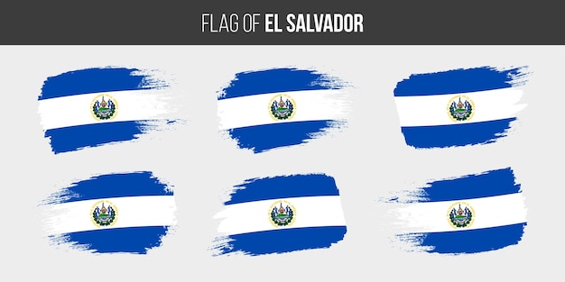 エルサルバドル フラグ ブラシ ストローク グランジ ベクトル イラスト白で隔離されるエルサルバドルの旗
