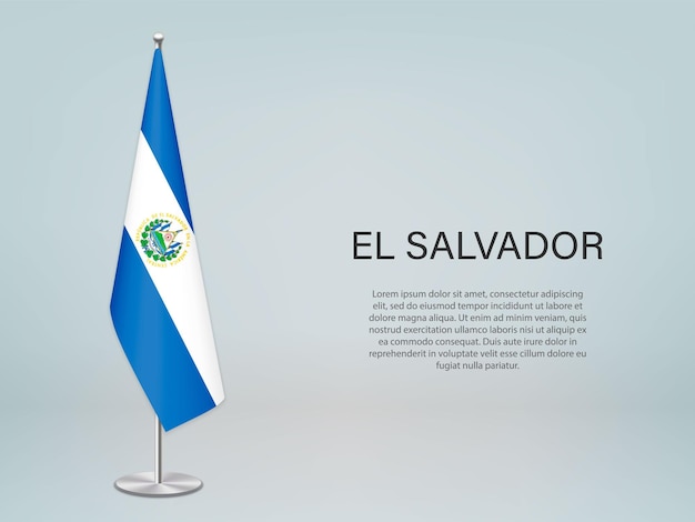 El Salvador hanging flag on stand Template forconference banner
