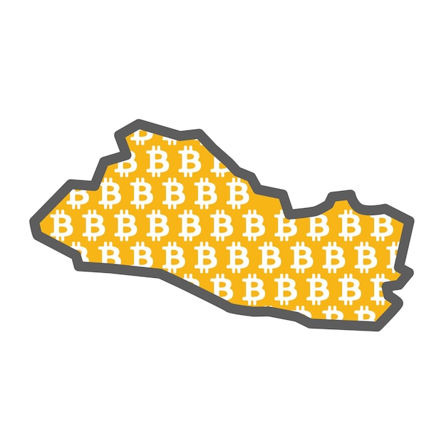 El salvador landkaart met bitcoin crypto valuta-logo
