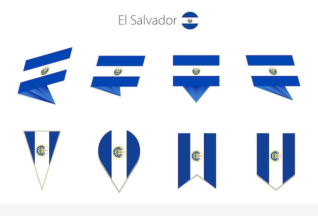 Коллекция национальных флагов Сальвадора, восемь версий векторных флагов Сальвадора