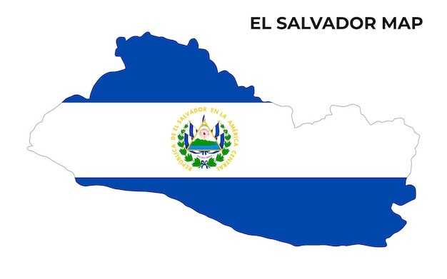 El Salvador National Flag Map Design Illustration Of El Salvador Country Flag Inside The Map vector