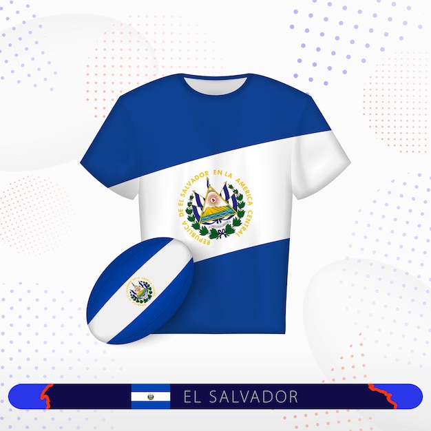 El Salvador rugbytrui met rugbybal van El Salvador op abstracte sportachtergrond