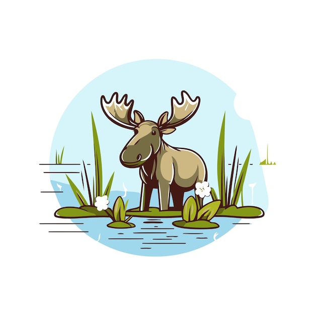Vector eland in het water vectorillustratie van een eland