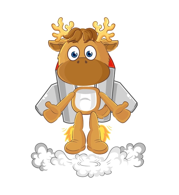 Eland met jetpack mascotte cartoon vector