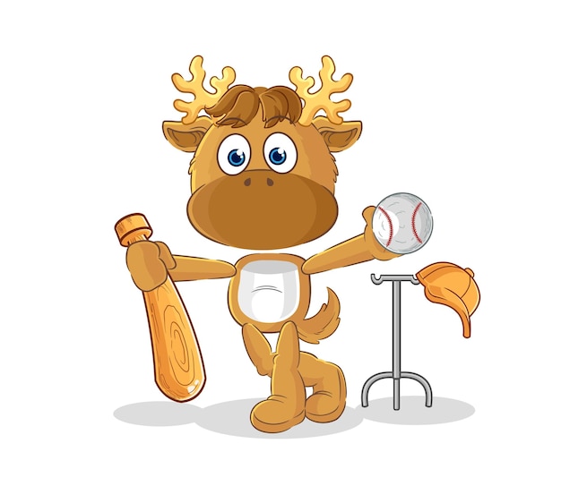 Eland spelen honkbal mascotte cartoon vector