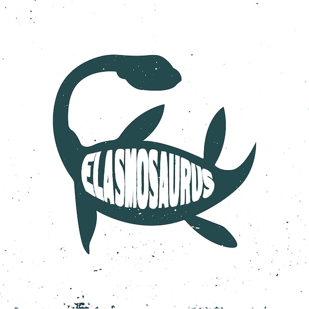 Elasmosaurus colorful dinosaur with lettering and texture. vector illustration.