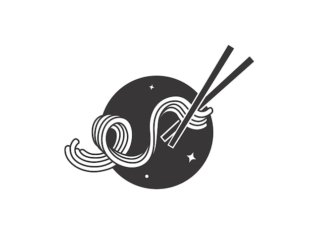 Vector elastic noodle doodle with chopsticks