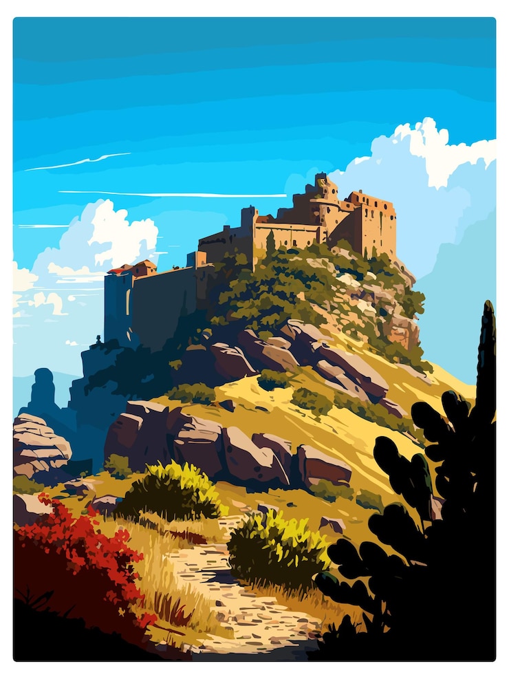 Vector elazig decoration turkey vintage travel poster souvenir postcard portrait painting wpa illustration