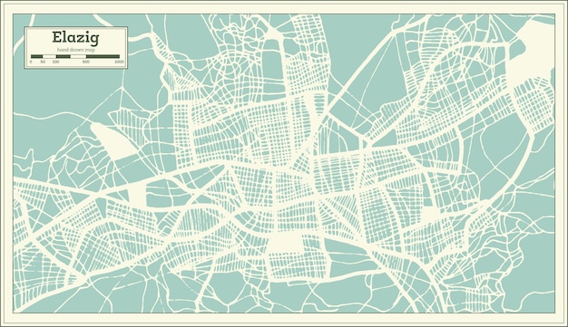 Mappa della città di elazig turchia in stile retrò