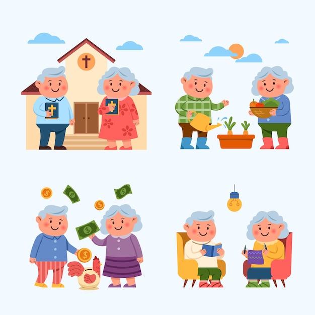 Vector elder citizen after retired activity
