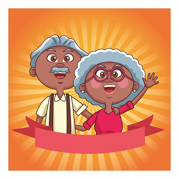 Vector elder couple banner shine