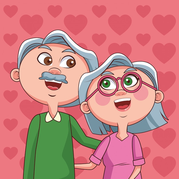 Vector elder couple grandparents love