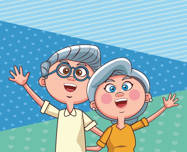 elder couple waving