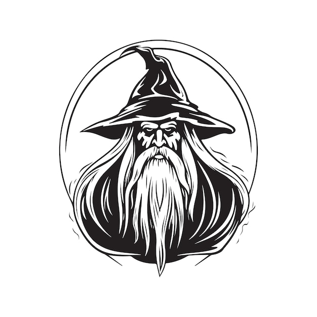 Elder wizard vector concept digital art hand drawn illustration