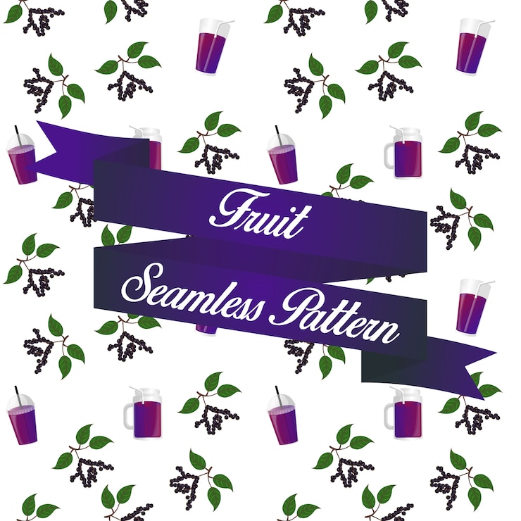 Vector elderberry fruit juice seamless pattern background