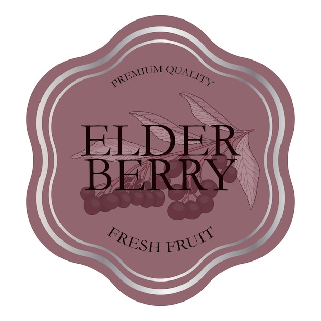 Elderberry 과일 스탬프 배지 로고 스티커 템플릿