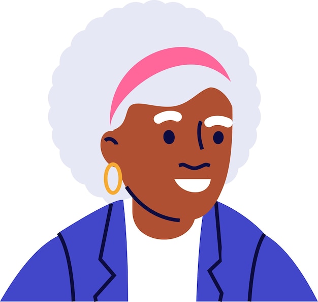 Vector elderly black african american woman face icon