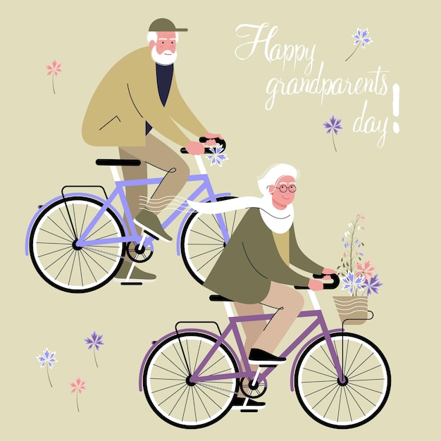 elderly couple on bicycles